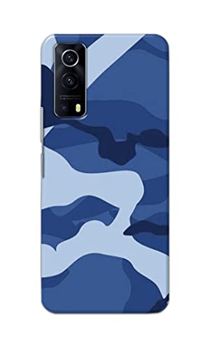 Image of Printed Hard Back Cover Case for Vivo Y53S | Vivo IQOO Z3 Back Cover (Army Blue Pattern) -1302