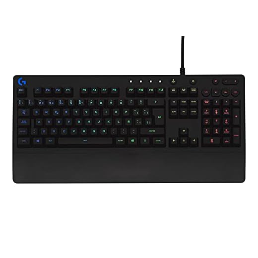 Logitech G213 Prodigy Teclado Gaming, RGB LIGHTSYNC, Teclas retroiluminadas, Resistente a Salpicaduras, Teclas personalizables, Controles Multimedia Dedicados, Disposición QWERTY ES - Negro