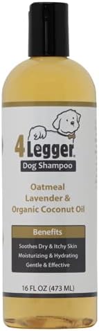4Legger Organic Dog Shampoo USDA Certified Organic, All Natural Hypoallergenic Dog Shampoo with Oatmeal, Lavender, and Coconut Oil - Organic Oatmeal Shampoo for Dogs - Dog Shampoo for Itchy Skin 16 oz