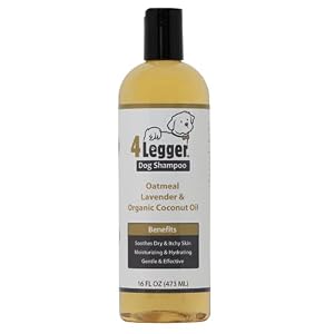 4Legger Organic Oatmeal Dog Shampoo with Aloe and Lavender Essential Oil All Natural Safely Soothe Condition and Moisturize Normal to Dry Itchy Sensitive Skin Made in USA 16 oz
