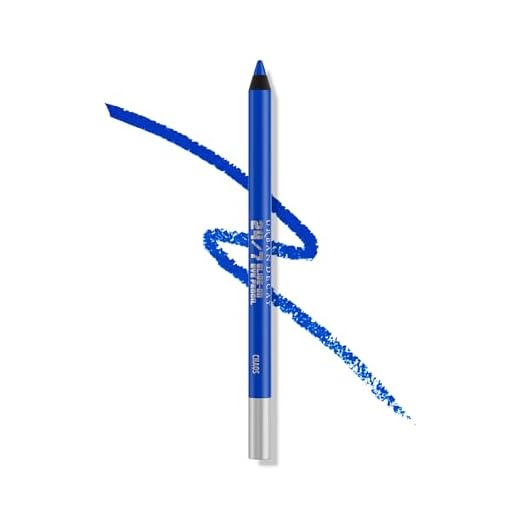 URBAN DECAY 24/7 Glide-On Waterproof Eyeliner Pencil - Long-Lasting, Ultra-Creamy & Blendable Formula - Sharpenable Tip – Chaos (Vibrant Cobalt Blue with Floating Pearl & Matte Finish) - 0.04 Oz