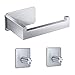 Yosemy 1*Porta Carta Igienica In Acciaio Inox + 2*Gancio Adesivo Impermeabile a Parete Rack per Cucina Bagno Gancio Acciaio Inossidabile Autoadesivi Senza Foratura