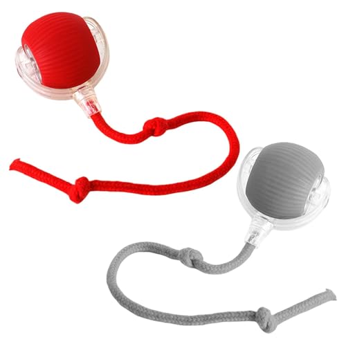 自動猫ボールおもちゃ、動く猫ボールおもちゃ、チューイ ウイルス ローリング ボール、犬用チューイ ボール、スマート自動ローリング ペット ボール、インタラクティブな猫ボールおもちゃ自動 360 度回転ローリング ボール、グレー+赤