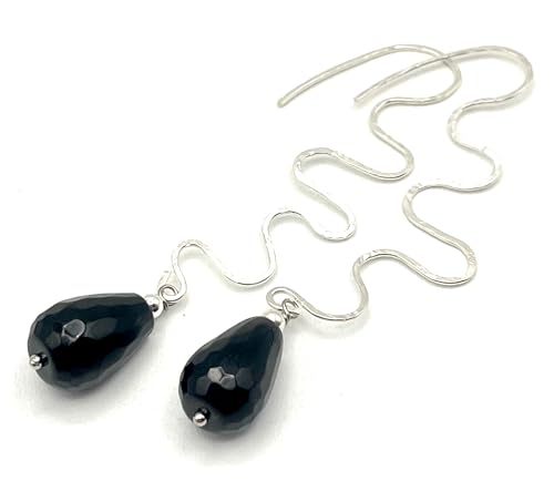 Boucles d'oreilles onyx noir et argent 925, un bijou intemporel pour femme au style minimaliste