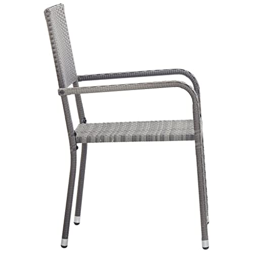 Chaises en polyrotin gris empilables légères et robustes pour le jardin - 5