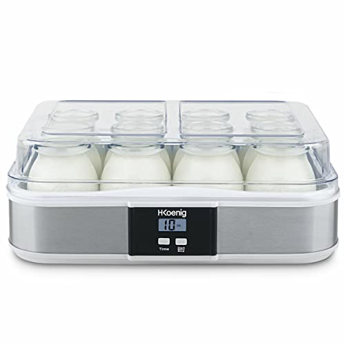 H.Koenig Yogurtera 12 potes ELY120, Capacidad 12 x 160 ml, Programable, Pantalla LCD, Cuerpo de...