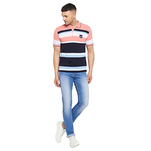 Image of First Krush Men's Half Sleeve Polo Neck Striper T-shirt-RSFPKTS-01