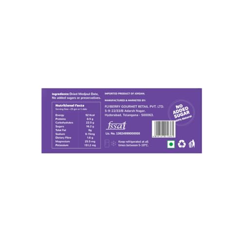 Image of Flyberry Gourmet Super Jumbo Medjoul /Medjool Dates - 1kg (Pack of 40) | 100% Natural | Rich in Calcium, Iron and Potassium | Instant Energy