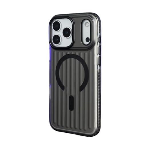 Image of TechTrendz Corrugated Magnetic Matte Back Cover for iPhone 17 Pro Max Compatible with MagSafe, Scratch-Resistant Camera Bump Protection Shockproof Military-Grade Protection TPU Magnetic Case (Black)