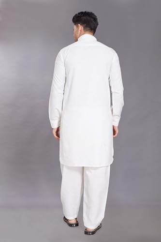 Image of DIVISIVE Men's Cotton Blend Pathani Kurta Pyjama Set