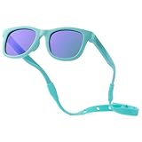 BABY SUNNIES Polarisierte Baby Sonnenbrille mit Riemen - 0-24 Monate, 100% UV-Schutz, Bruchsicher & Flexibel - Kinder Sonnenbrillen BPA Frei - Sonnenbrille Kleinkind - Himmelblau