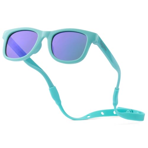Gafas de sol polarizadas para bebé con correa, irrompibles y flexibles, para bebés recién nacidos de 0 a 24 meses, azul celeste, Baby