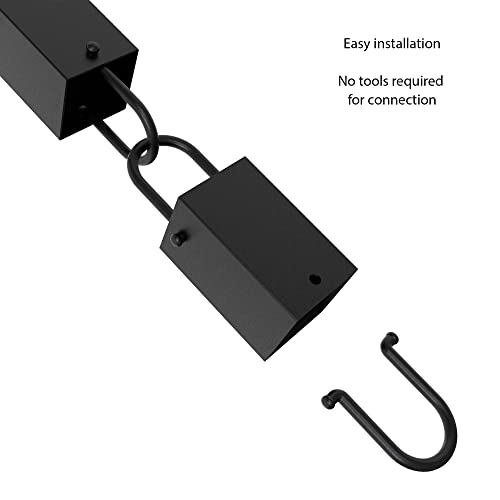 Rain Chains Direct Square Link Rain Chain Extension, 3 Feet in Length, Aluminum, Black Powder Coated, Functional and Decorative Replacement for Gutter Downspouts