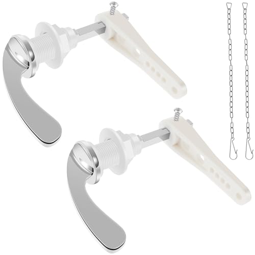 2Pcs Toilet Handle Replacement Kit Universal Toilet Tank Flush Handle Zinc Alloy Toilet Handle Flush Lever with Chain Toilet Flushing Handle for Most Toilet Tank(Wrench+chain)