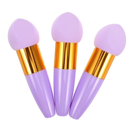 BELLIFFY 美容のためのハンドル付きソフトメイクアップスポンジ、クリームブレンド用の大きな角度付きパフアプリケーター