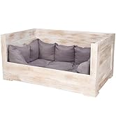 Kistenkolli Altes Land Hundebett Balu aus Holz mit Kissen 115x54x40,5cm Hundekorb Hundekissen Sch...