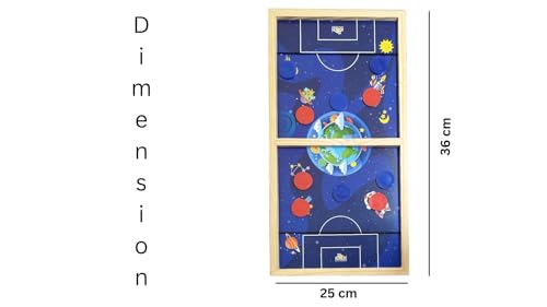 Image of Space String Hockey Game for Kids & Adults | Wooden Fast Sling Puck Board Game with 10 Coins | Indoor Outdoor Family Game | Fun Party Travel Game | Return Gift for Boys Girls