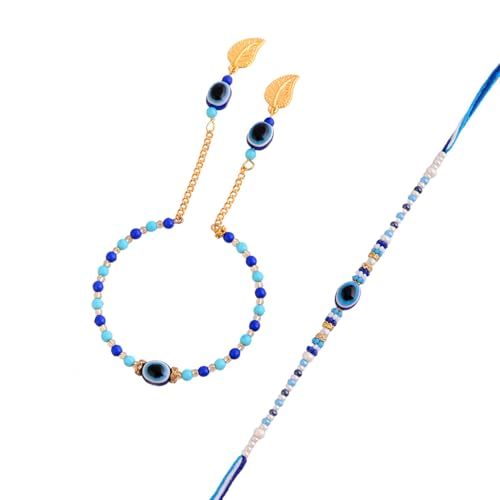 Image of ascension Evil Eye Couple Bracelet Rakhi Set For Bhaiya Bhabhi Raksha Bandhan Bracelet Set for Brother Bhaiya Bhabhi Rakhi with Roli Tilak & Pack Best Brother Fridge Magnet