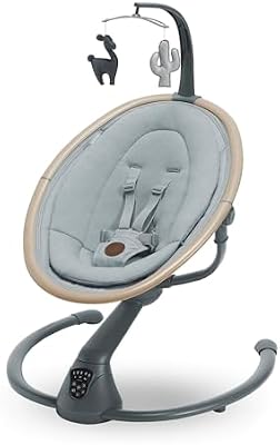 Maxi-Cosi Cassia Hamaca bebé eléctrica, 0-6 meses, máx. 9 kg, balancin bebe, 12 melodías, rotación 360°, detección automática, 5 velocidades, 2 posiciones de reclinación, Beyond Grey
