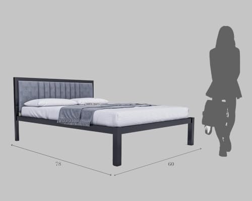 Image of Craft Modern Upholstered Queen Size Bed for Bedroom | Metal Double Bed | Platform Cot Bed with Upholstery Premium Fabric | 6.5 x 5 Ft | Grey, Assembly-DIY