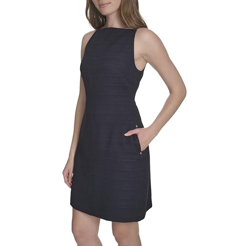 Image of Tommy Hilfiger Women's Sleeveless Square High Neck Shift Mini Dress