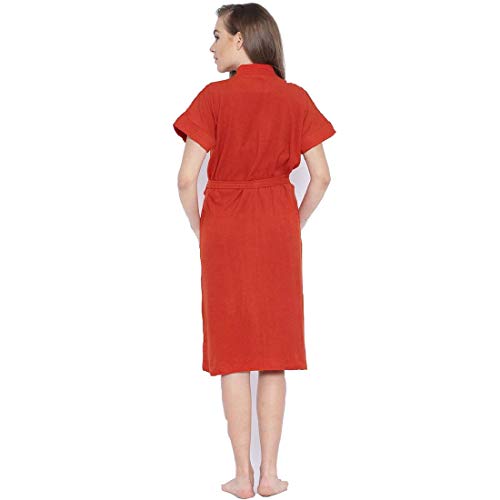 Image of bathrobes terry cotton free size bathrobe for women, bathsuit fit up to 42 inches chest size ladies - Cherry Red bathrobe