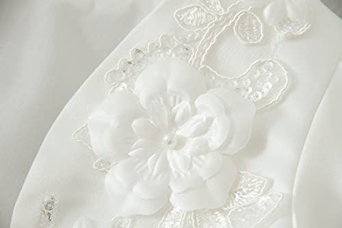 Little Girls White Long Sleeves Satin Flower Girl Bolero Jacket Cover4