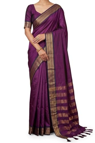 Image of SUPERLAXMI Womens Narayana Pattu Narayanpeth Cotton Silk Saree with unstitched blouse