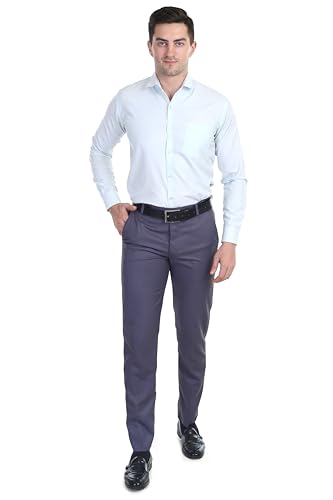 Image of Men's Stretchable Solid Plain Formal Trousers - Regular Fit Stylish Pants for Office & Party, Fashionable Dress Trousers for Men