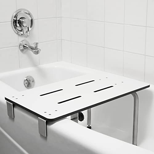 Redondo 26.5-inch x 16-inch White Phenolic Portable Tub Seat for Adults with Adjustable Legs and Dual Clamps by Seachrome - Image 4