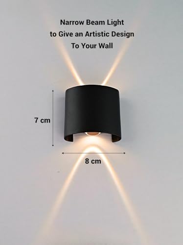 Image of FILLISKA Aluminium LED Indoor /Outdoor Wall Light, IP-65 Rainproof & Shockproof Body. (1Up 1Down Warmwhite Lazer)