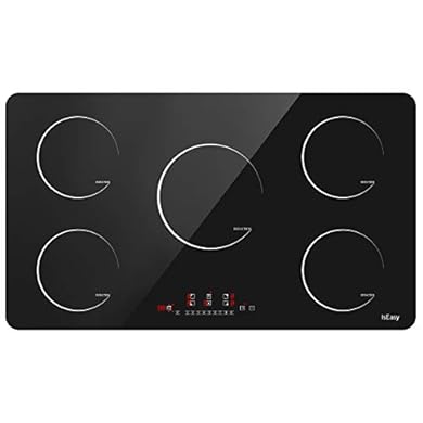 Foto di Piastra a induzione, piastra di cottura a induzione elettrica – (8600 W, Autarkic, 5 fuochi, 90 cm, incassato, touch, timer, vetro-ceramica) – 5 zone New