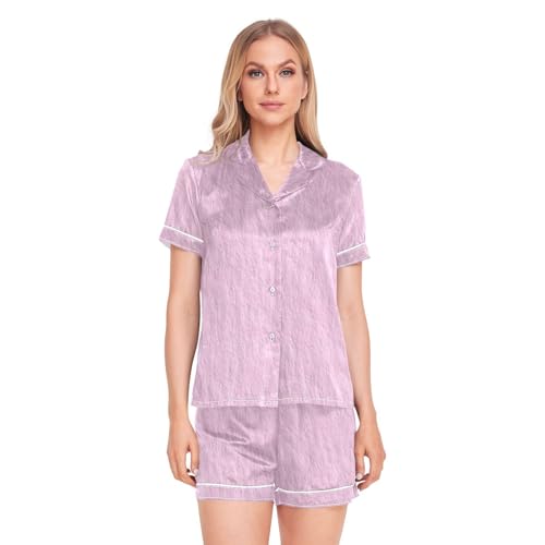 Ropa de dormir de manga corta rosa que evita el calor nocturno con estilo clásico femenino