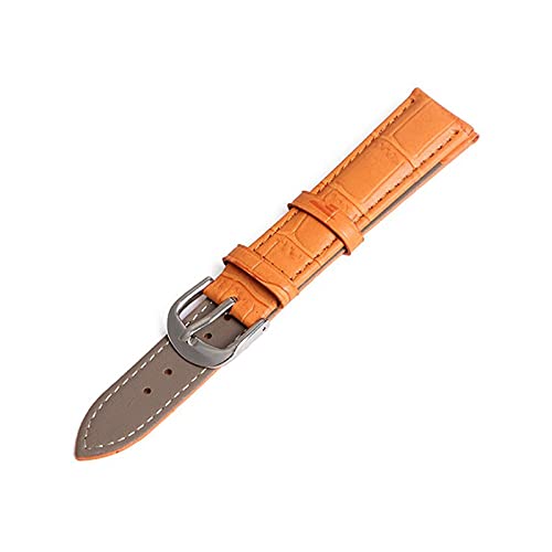 [MizukiHinata] 12/14/16/18/19/20/22mm Manner Frauen Bunte echtes Leder-Uhrenarmband-Ersatzarmband Armbander Uhren Zubehor(Orange