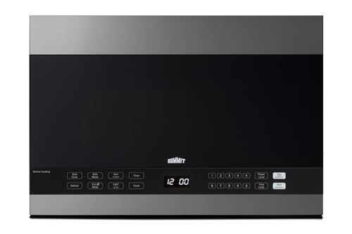 Summit Appliance MHOTR243SS 24 inches Wide Over-the-Range Microwave, 1.4. cu.ft. Interior, Stainless Steel Trim, Auto Cook, Multi-Stage Cooking, Removable 12.75 inches Glass Turntable, 10 Power Levels Black