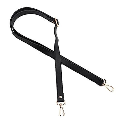 Gereiny Long Faux Leather Shoulder Bag Strap DIY Purse Handle Crossbody Handbag Belt Black gold buckle Cover