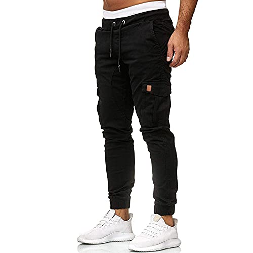 Mens Casual Cargo Jogger Pants Gym Slim Fit Elastic Waist Pants Athletic Running Sweatpants with Pocket3