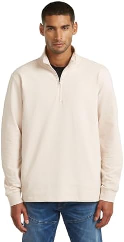 G-STAR Men's Tweeter Half Zip ls, Size: S, Color White