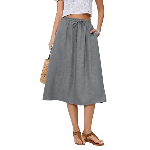 Image of Witsmile Women's Summer Pleated High Waisted Casual Flowy Skirt Pockets