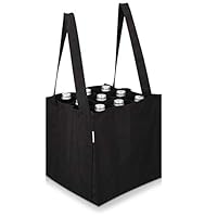 Navaris Bottlebag 9 Fächer Flaschentasche - 27 x 27 x 27 cm Flaschen Tasche schwarz reißfest - 9er Tragetasche waschbar - Flaschengröße bis 1,5L