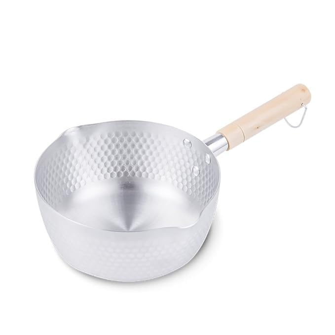 Round Stainless Steel with Wooden Kitchenware Set Milk Pots Snow Pan Soup Boiled Noodles Pot Gas Thickened Flat Bottom Non Stick Cookware Soup Japanese Yukihira Saucepan [ 37x22x9 CM ]
