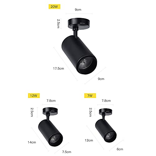 Spot LED monopoint réglable noir 12W orientable pour éclairage mural de salon