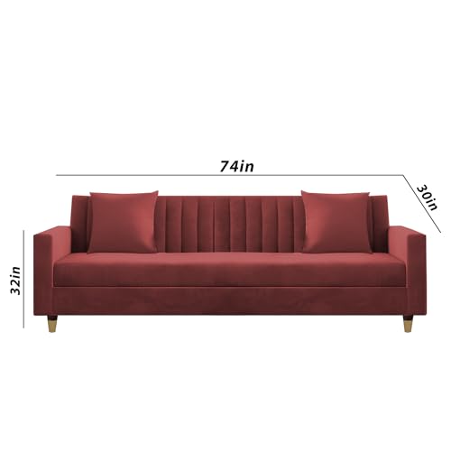 Image of Casaliving Garcia 3+2 Seater Sofa Set for Living Room (Maroon)
