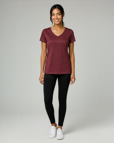 Image of Real Essentials 5 Pack: Women's Dry-Fit Short Sleeve V Neck T Shirt Workout Fitness Yoga Top Tee (Available in Plus Size)