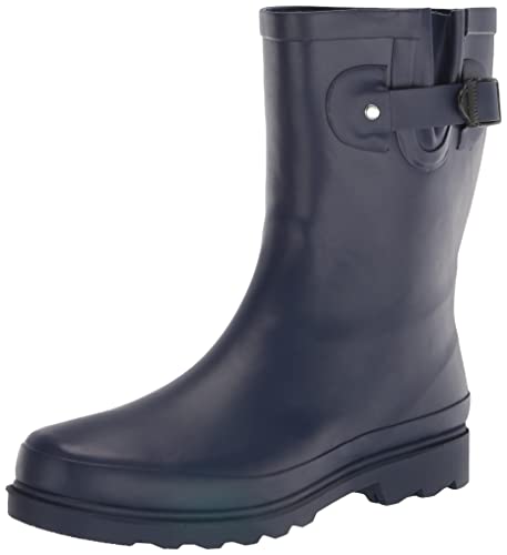 Western Chief Women Solid Mid Height Waterproof Rain Boot, Navy Matte, 9