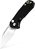 CJRB Pyrite Mini Black Wharncliffe Alugriff Exklusives Taschenmesser J1933 aus AR-RPM9 Pulverstahl mit Keramik Kugellager