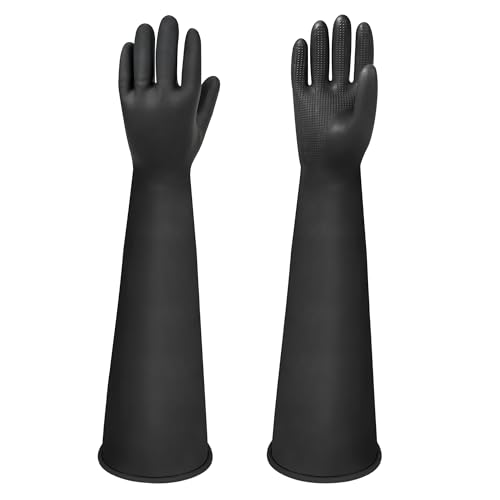 Miss Good 20 Heavy Duty Rubber Gloves, Chemical Resistant Protective Gloves,PPE Industrial Safety Work Long Gauntlets Gloves, Waterproof, Resist Strong Acid, Alkali and Oil, Non-Slip