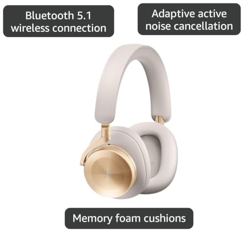 Image of Bang & Olufsen Beoplay H95 Premium Comfortable Wireless Active Noise Cancelling (ANC) Over-Ear Headphones with Protective Carrying Case, Gold Tone