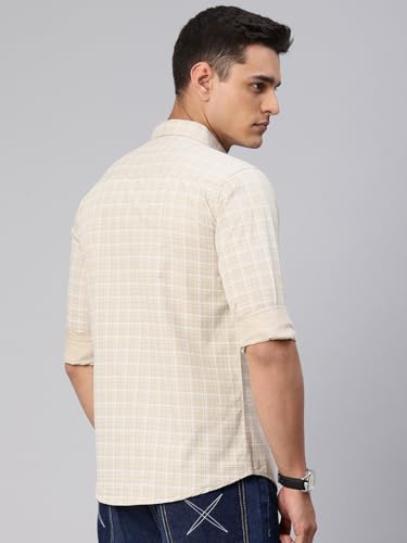 Image of Majestic Man Comfort Slim Fit Spread Collar Small Checked Cotton Casual Shirt