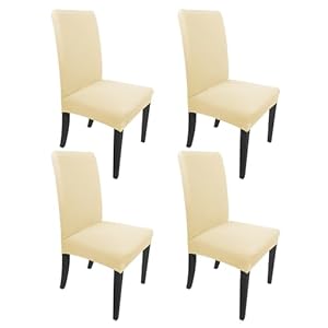 NORTHERN BROTHERS Dining Room Chair Covers Set of 4, Dining Chair Covers Stretch Removable Washable Parson Chair Slipcover for Dining Room (Beige) NORTHERN BROTHERS Dining Room Chair Covers Set of 4 Dining Chair Covers Stretch Removable Washable Parson Chair Slipcover for Dining Room Beige